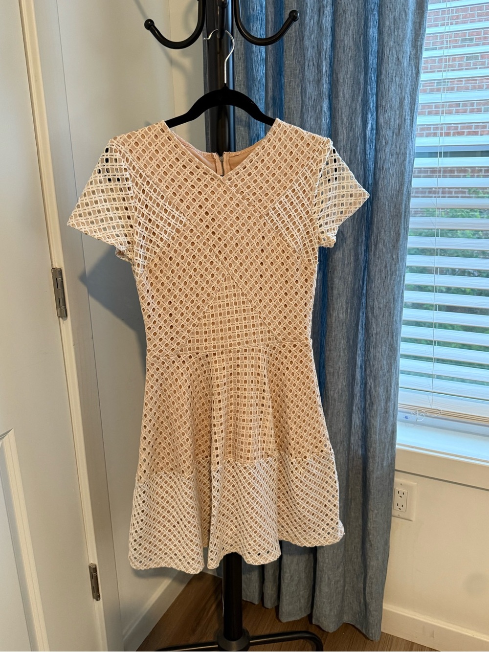 BCBG Max Azria Cream Lace Fit & Flare Dress | Nude Lining